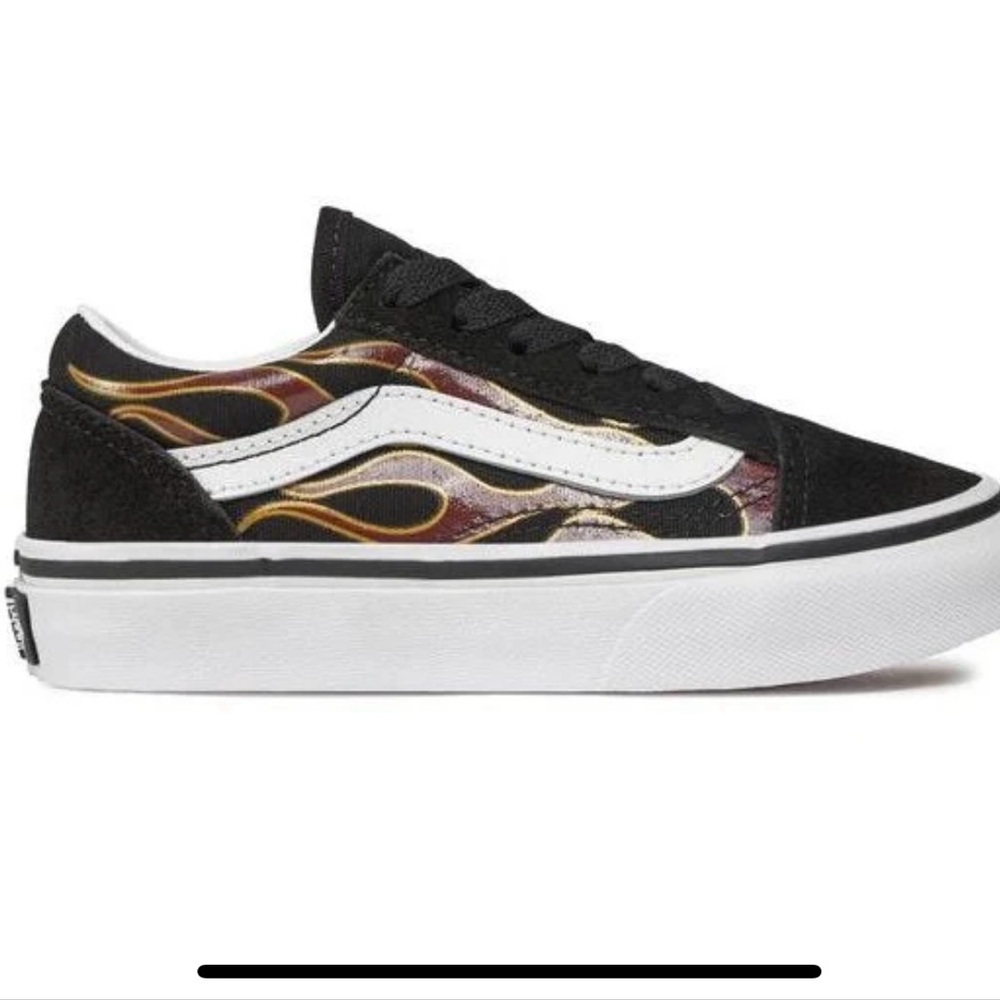 Vans Old Skool Sk8 Black and Gold Flame Sneakers